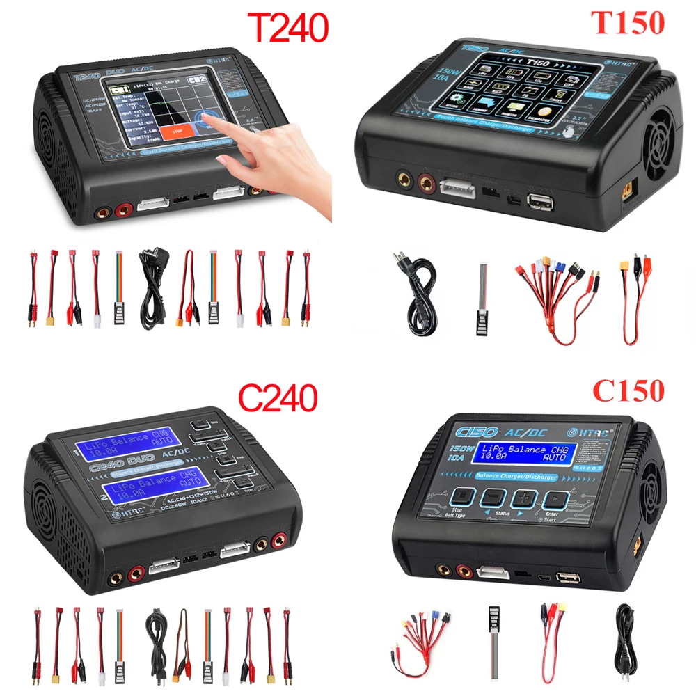 Htrc C150 C240 T240 T150 Duo Lipo Caricabatterie Caricabatteria Dual Channel Ac 150W Dc 240W Touch Screen Caricatore Rc Per Auto Modello