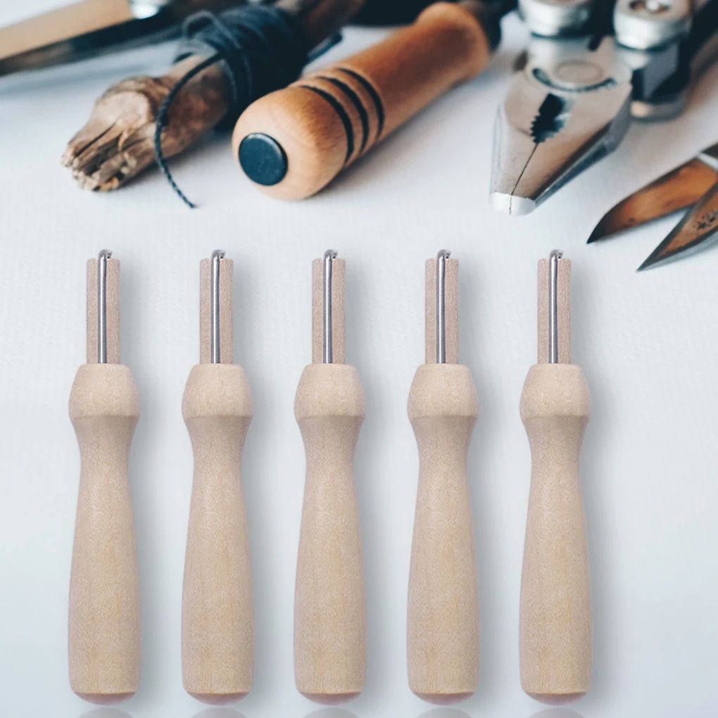 Wooden Handle Holder with Felting Needles DIY Craft Sewing Needlework Felt Hand Needles Tool 5pcs needle felting kit wool felting kit needle felting painting kit sewing craft kit