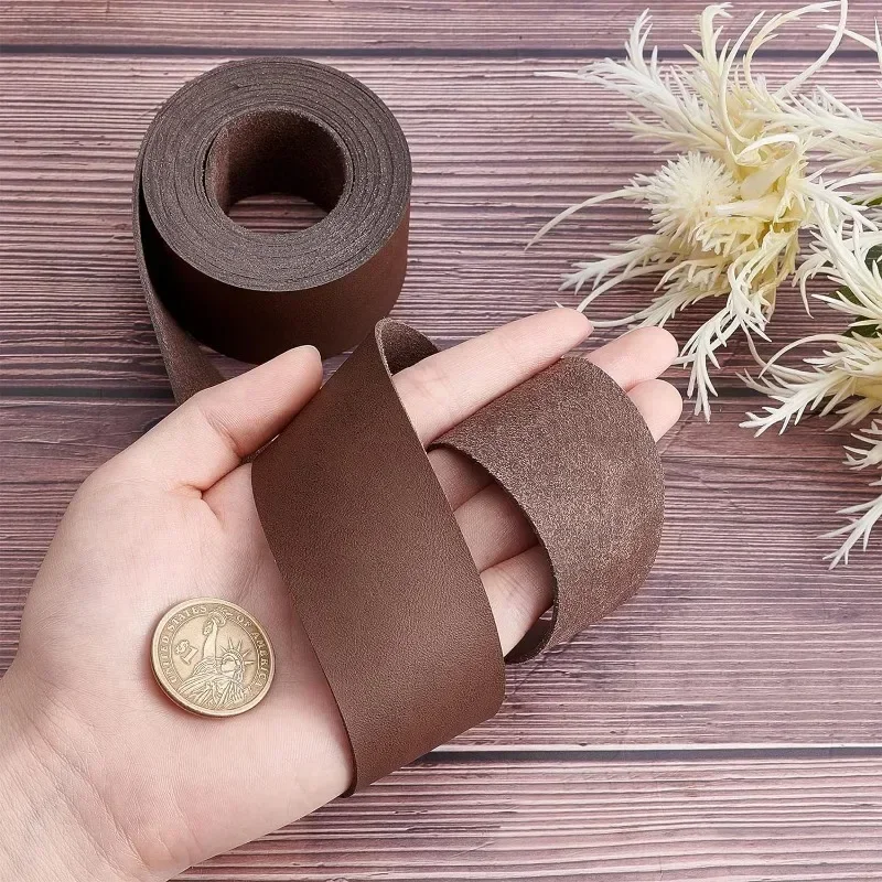 Leather Straps 1Roll Full Grain Genuine 1.5 Inches Wide 78 Inches Long Single Sided PU for DIY Crafts Projects leather fabric car leather strips