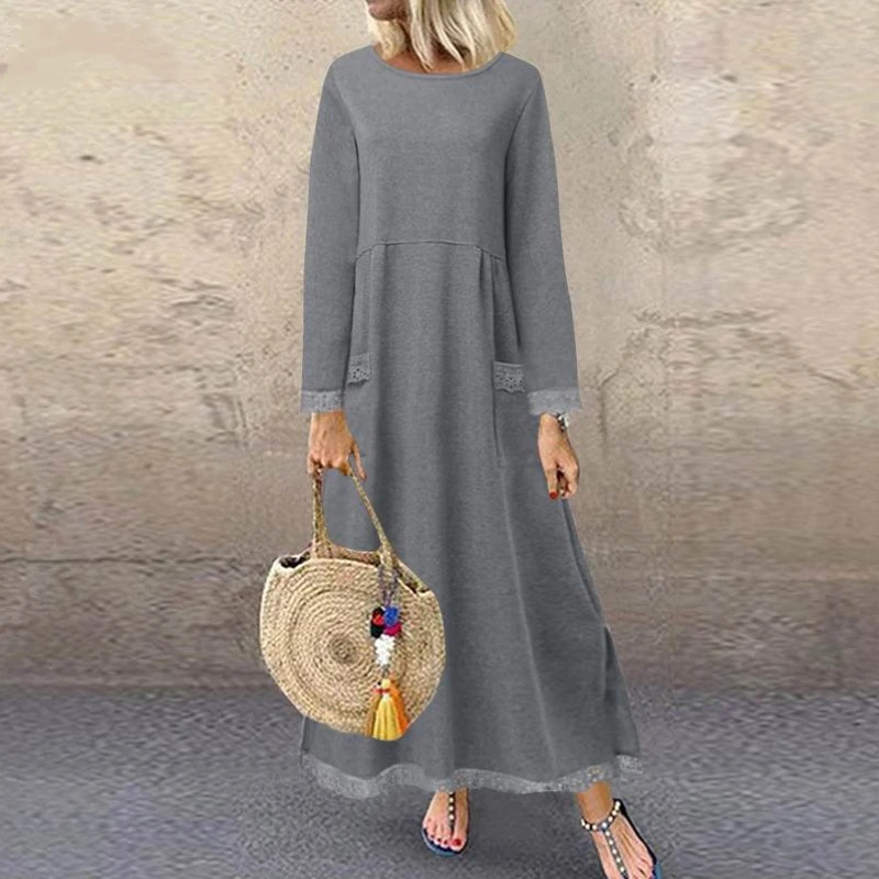 Muslim Long Dress Winter Women Pullover Vestidos Solid Long Sleeve Soild Female Turkish Robe Abaya Ramadan Dubai Turkey Vestidos