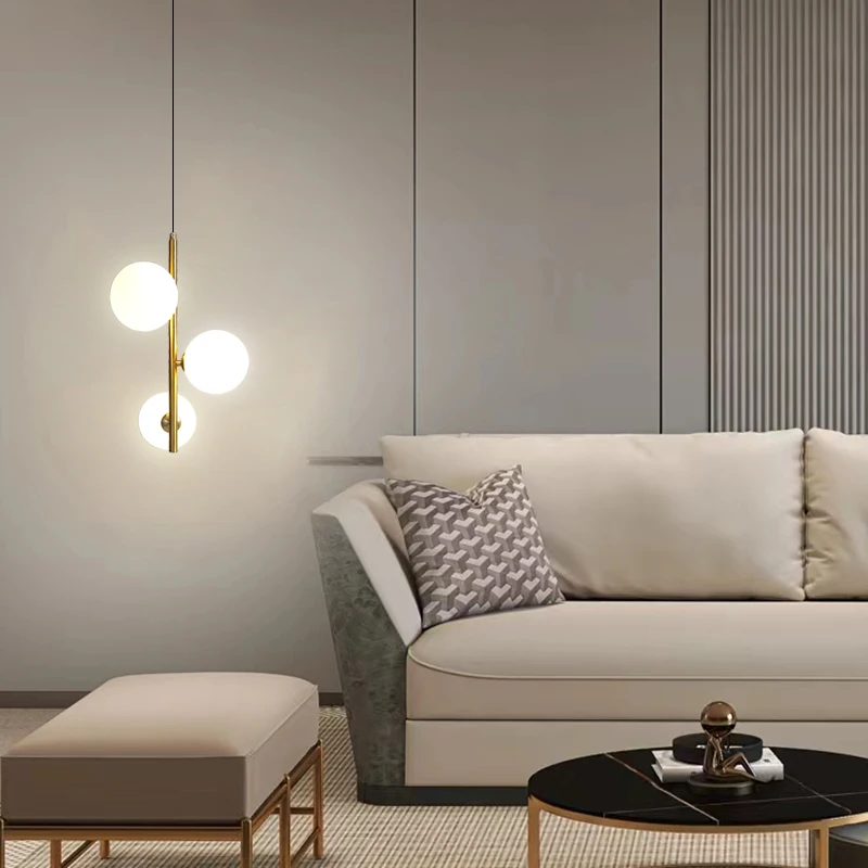 Nordic Modern Minimalista Soggiorno Lampada a sospensione in vetro Camera da letto Comodino Lampada a sospensione Bar Sala da pranzo Personalità Sfera rotonda Lampadario in vetro sfumato Commemoration