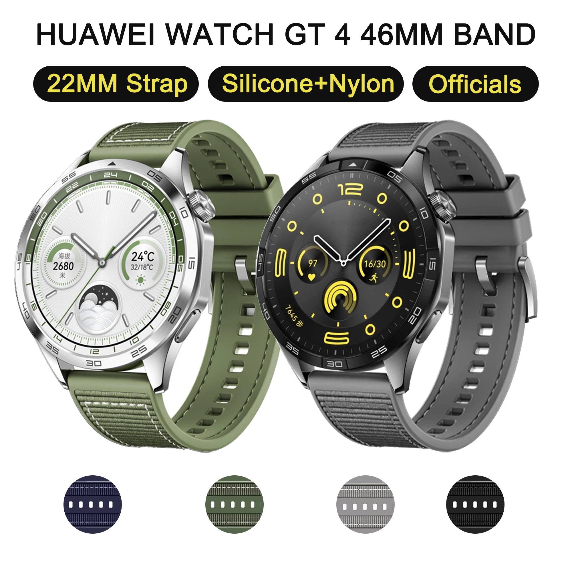 

For HUAWEI WATCH GT 4 46MM BAND 22MM Silicone Nylon Woven Watch Strap for Huawei GT GT2 GT3 Pro 46MM GT Runner Replacement Belt