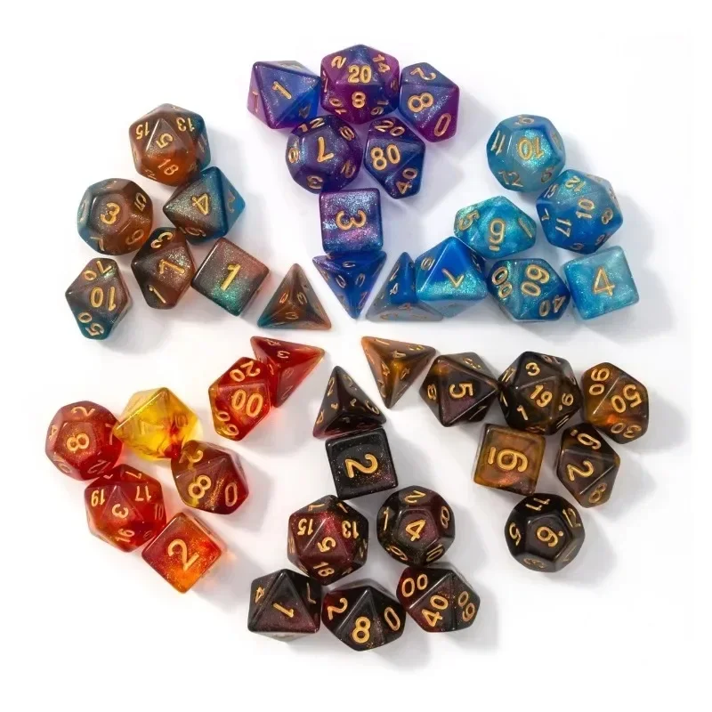 

New Star Sky Style Dual-color D4/6/8/10/12/20 Polyhedral Dice Set for DND TRPG Party Entertainment Dice Set Board Game Supplies