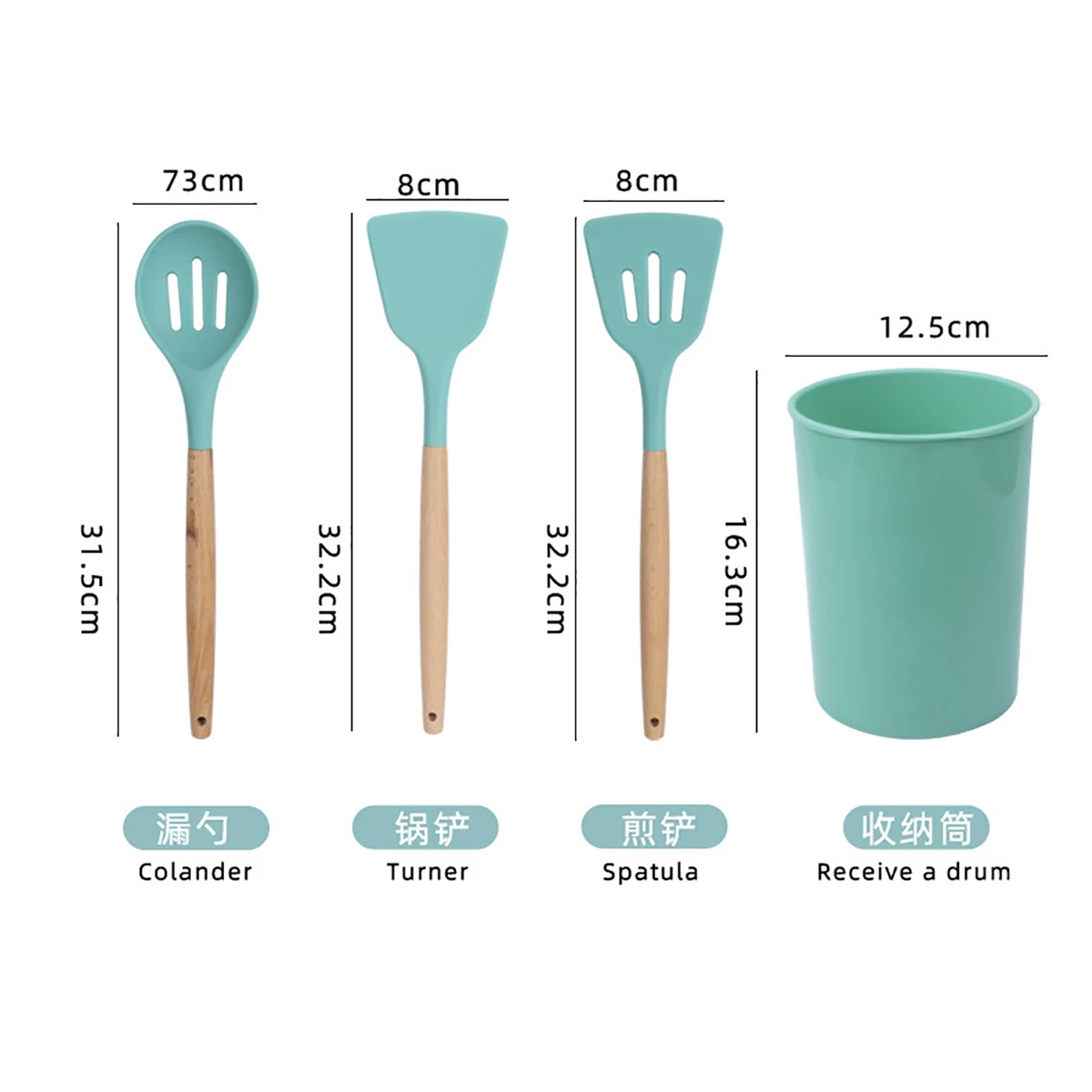 12PCS Food Grade Silicone Kitchen Cookware Utensils Turner Spatula Measuring Spoon Practical Cooking Tool Kitchenware Set