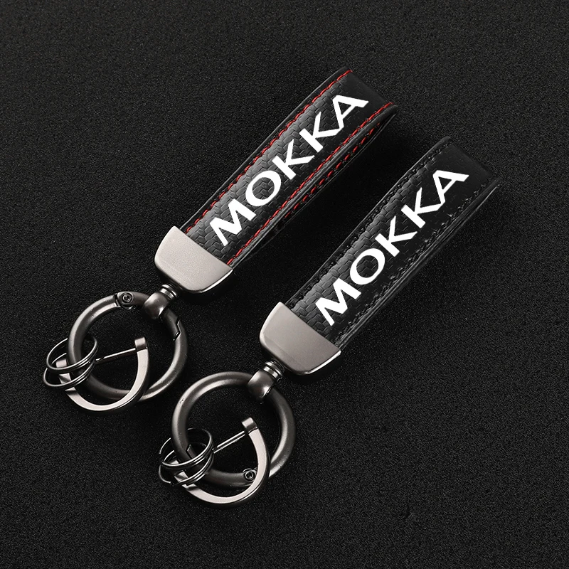 고급 가죽 자동차 키 체인, 360 도 회전 말발굽 버클 열쇠 고리, opel mokka용, 로고 열쇠 고리 포함
