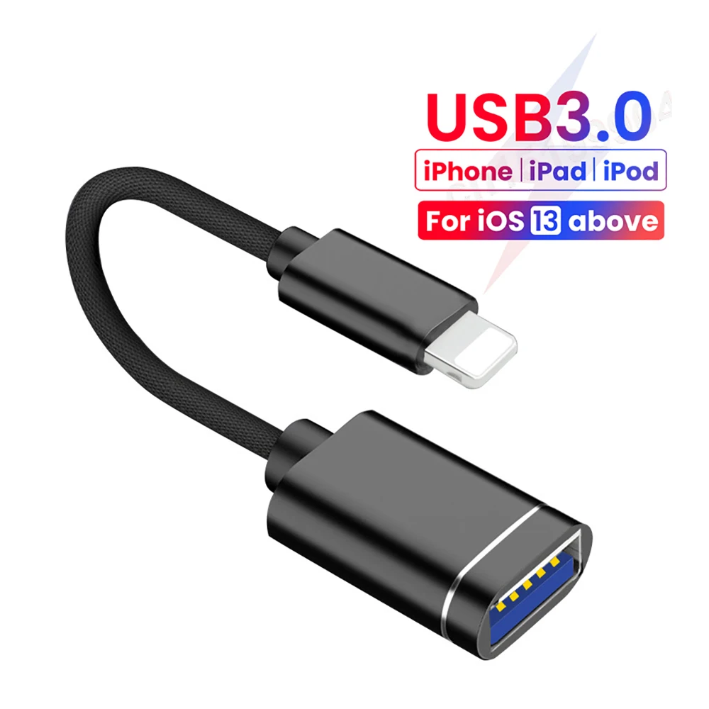 OTG Adapter For iPhone 13 12 11 Pro Max iPad 8Pin to USB 3.0 Converter