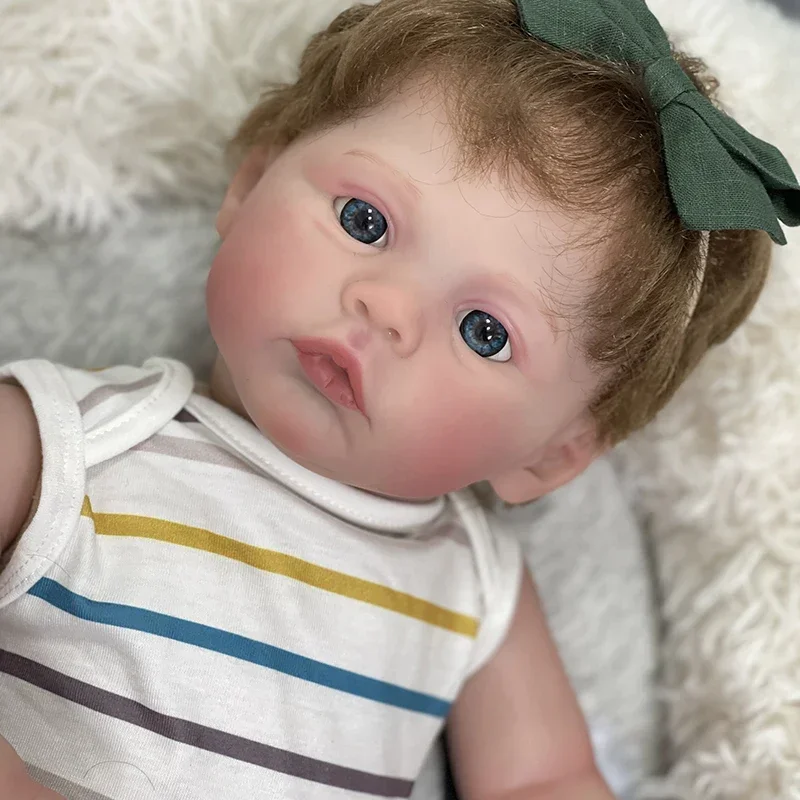 

48CM Newborn Doll Reborn Meadow Soft Cuddly Real Looking Reborn Baby Doll Hand-Rooted Hair Multiple Layers with Visible Veins