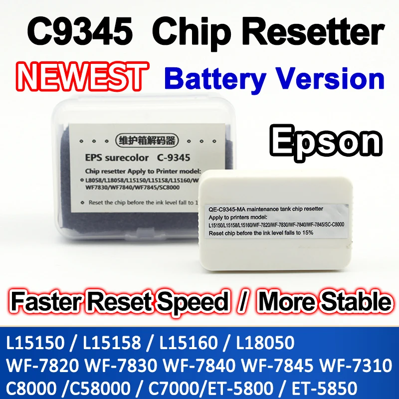 Battery Version C9345 Maintenance Tank Chip Resetter for Epson T-8550 ET-8500 ET-16000 L8050 L15158 L15168 L15150 L15160 6558 maintenance box chip resetter