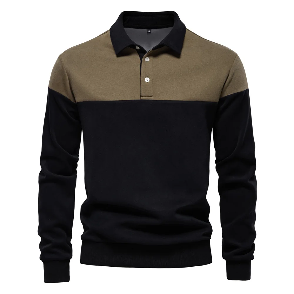 Spring Long Sleeve Polo Collar Sweatshirt Men's Casual Premium Top