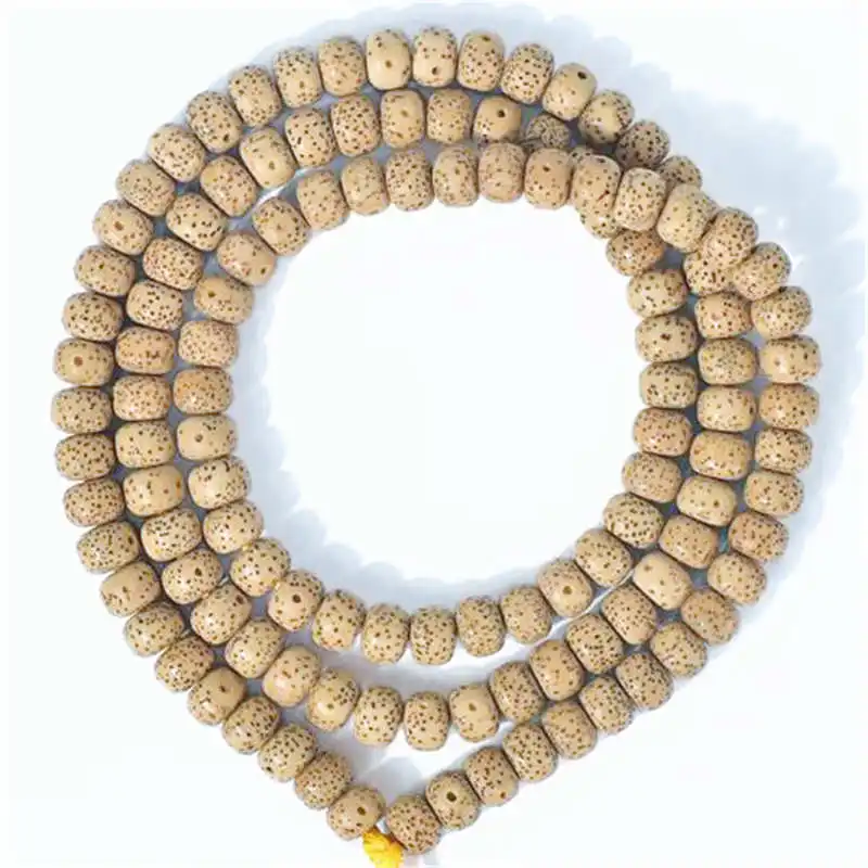 

TSB0104 Old Lotus Bodhi Prayer Mala Barrel Beads 108+6 Natural Plant Seeds Star Moon Bodhi 9x7mm