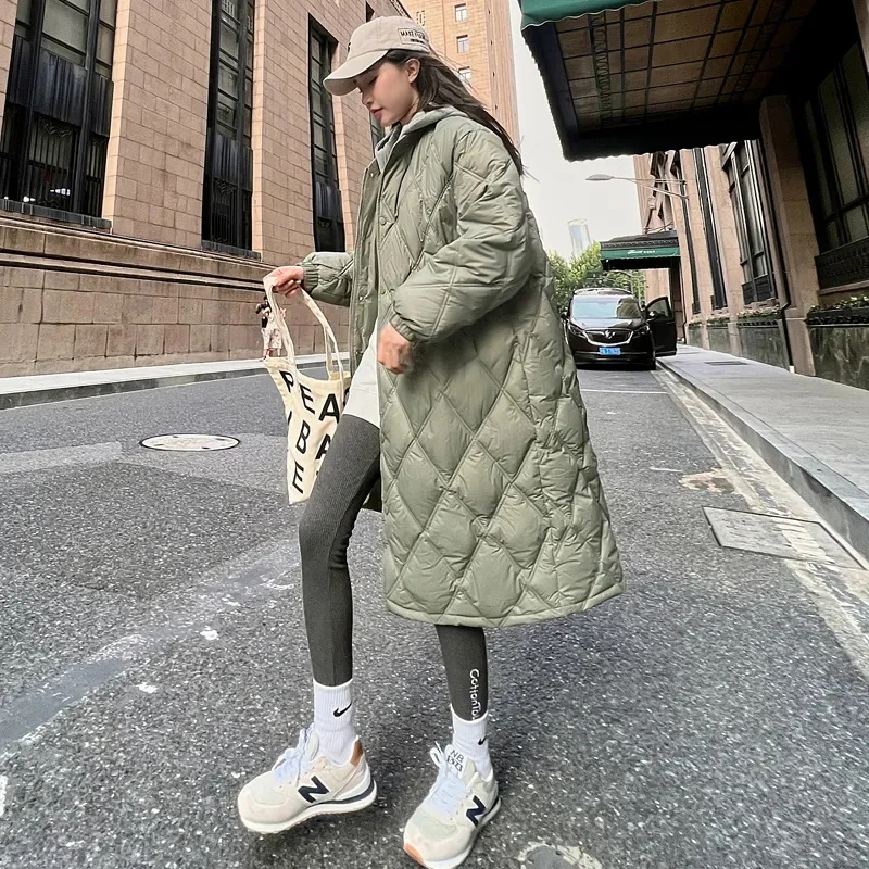Long Winter Thickened Down Cotton Coat 2025 New Women's Fake Two Pieces Quited Cotton Coat Hooded Parka Female Down Cotton Coat