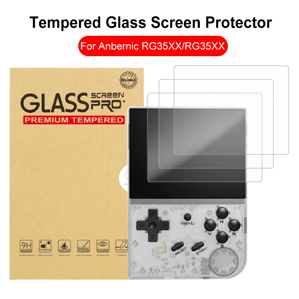 Screen Protector Film 9H HD Tempered Glass Film Tempered Glass Protective Film for Anbernic RG35XX/RG35XX Plus  Game Accessories