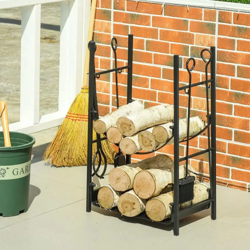 2-Tier Firewood Rack with Tools 5