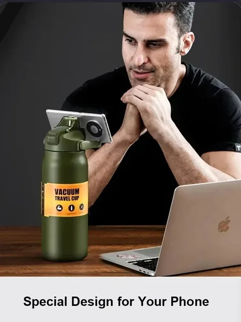 Tasse thermique en acier inoxydable 304, Thermos d'extérieur, flacons sous vide portables, bouteille d'eau de sport froide et chaude avec paille 4
