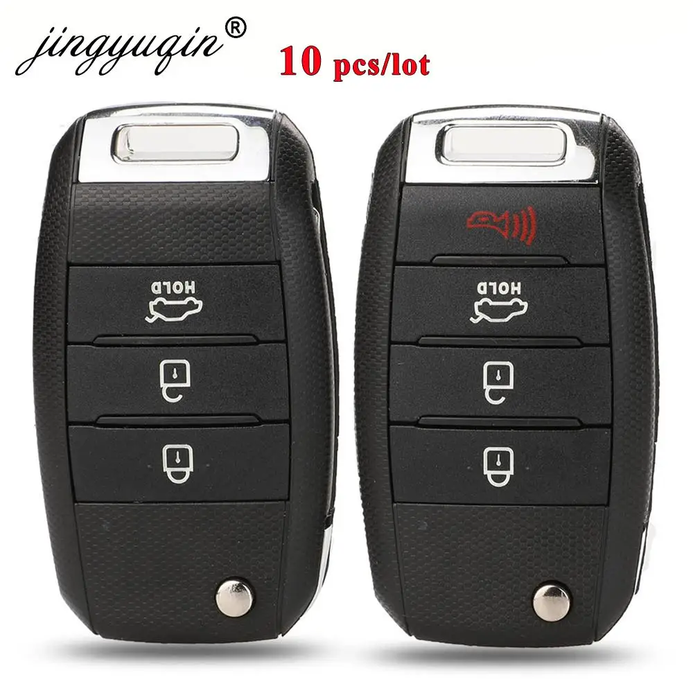 jingyuqin 10pcs/lot Key Shell for KIA Sorento Carens K3 K5 Cerato Forte Optima Rio Ceed Soul Flip Remote Key Case Fob Housing