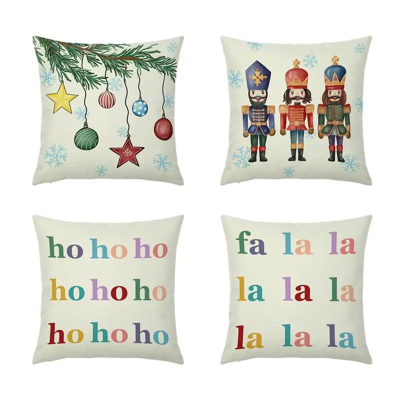 Christmas print sofa Throw pillow Covers new linen Nutcracker cushion cover Cartoon Christmas Doll Pillowcases Home Decorations