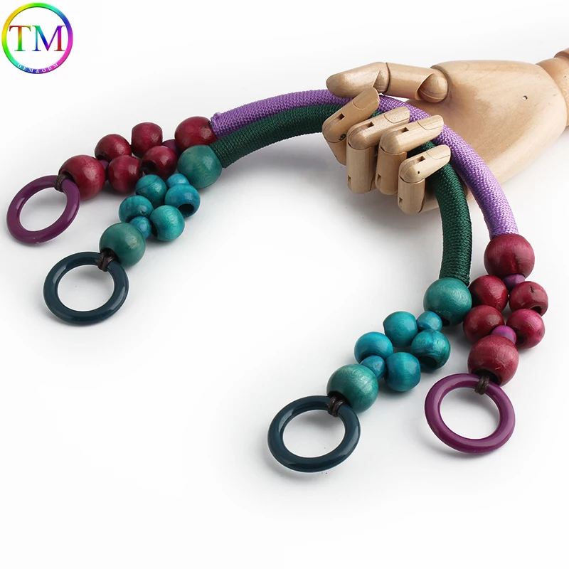 5-20PCS Wooden Bead Rope Bag Strap Handles For Handbag Shoulder Bags DIY Handbags Wraped Handle Purse Replacement Accessories