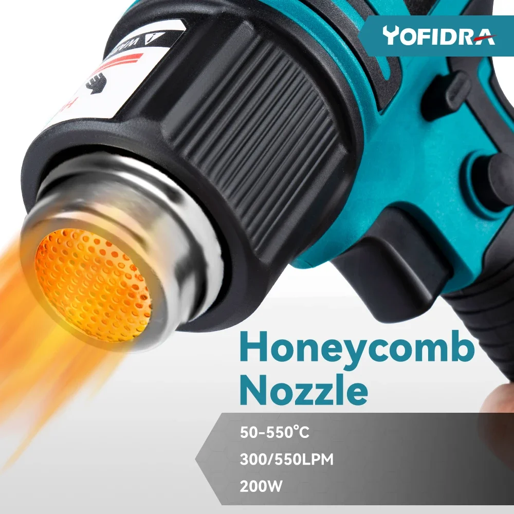 18V 50-550℃ 2500W Heat Gun High/Low 2 Gears Wind Speed 6 Gear Optional with LED Temperature Display Cordless Hot Air Gun hot air gun heat gun mini hot air gun