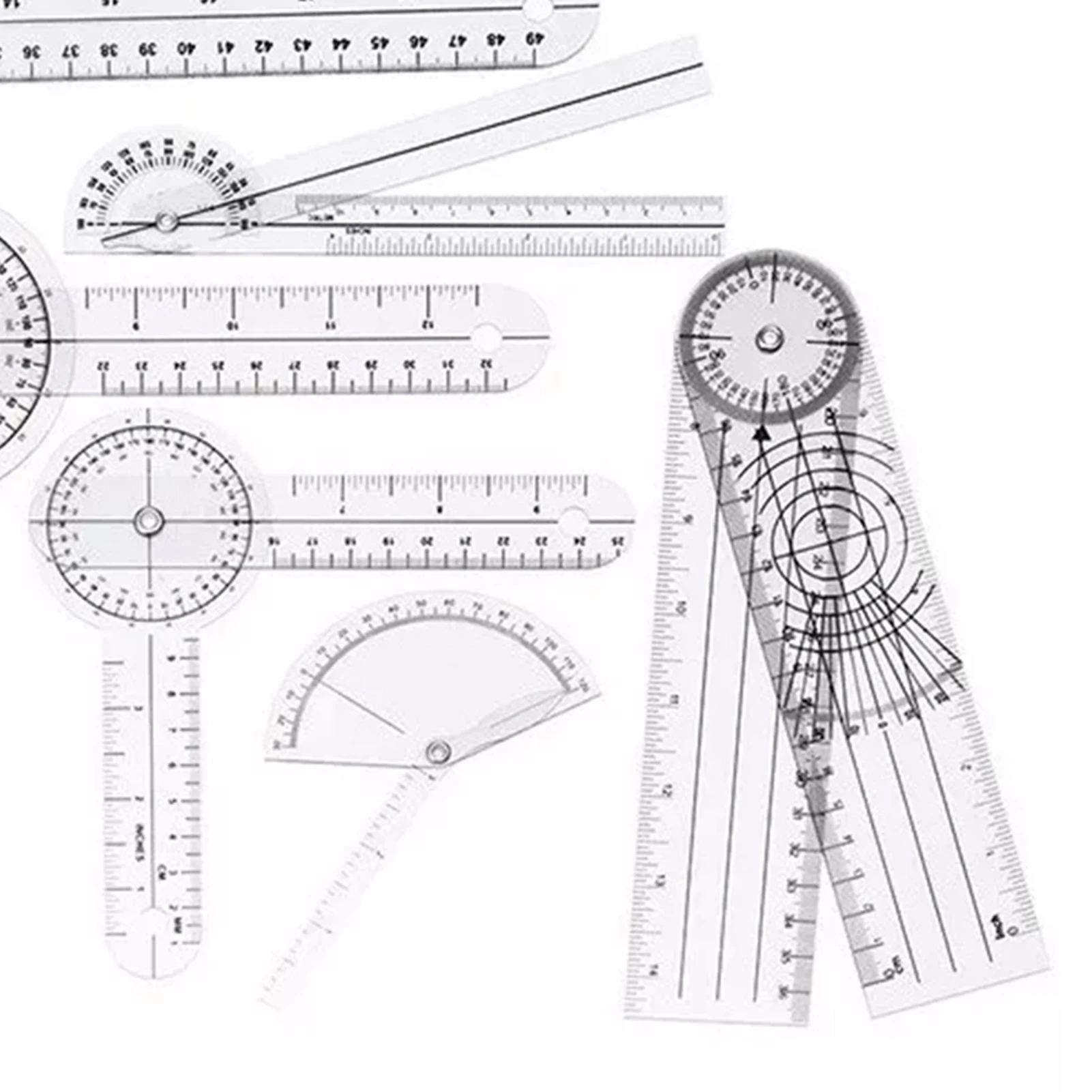 Digital Angle Protractor Angle Measuring Tool Angle Protractor 6PCS Medical Goniometer Set PVC Transparent Clear Scale Wear Resistant Angle Ruler for Orthopedics