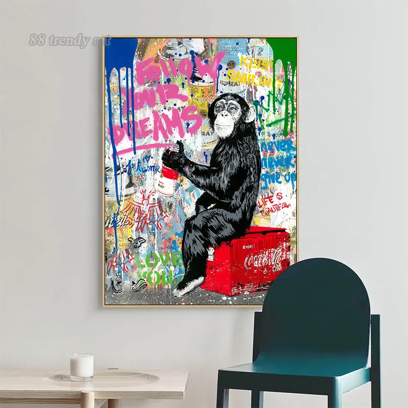 Large Size Banksy Art Canvas Posters and Prints Funny Graffiti