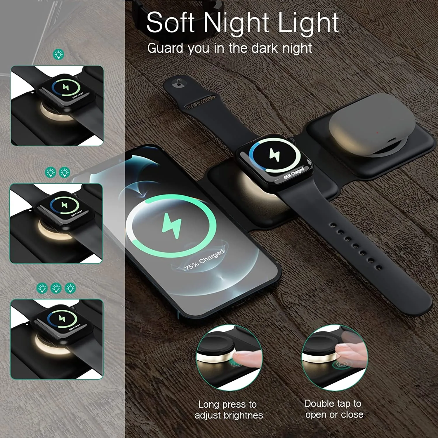 3 in 1 Multifunction Macsafe Charger 15W Magnetic Fast Wireless Charging Foldable Stand For iPhone 12 13 14 Airpod Pro iWatch SE