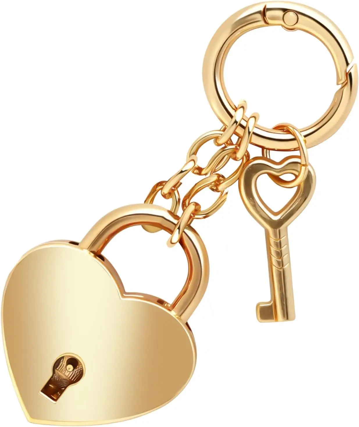 Gold Heart-Shaped Chain Pendant, Bag Charm Keychain for Women Handbag Purse, Cute Fashion Accessory for Backpack, Gift