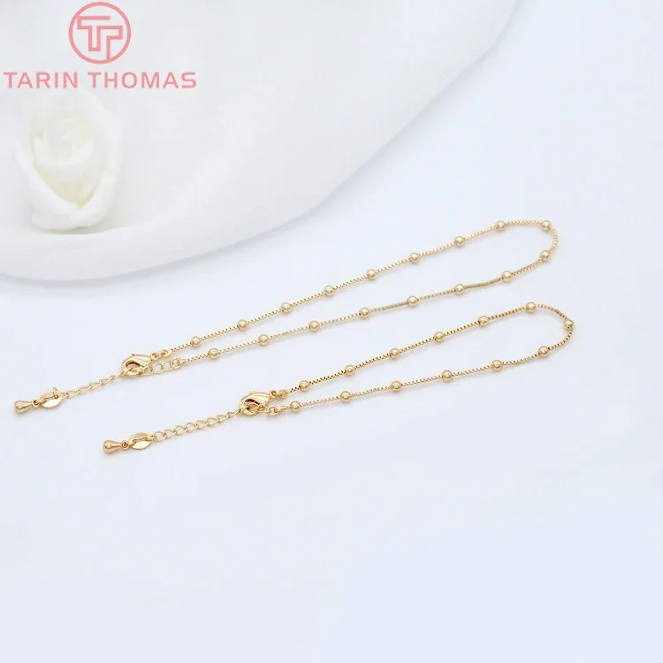 

(4227)2PCS Ball 3MM Thickness 1MM 24K Gold Color Brass Finished Bracelet Chain Anklet For DIY Jewelry Making Findings Accessorie