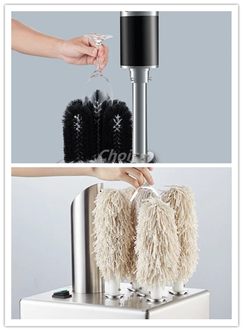 

5 Heads Electric Commercial Wine Glass Cup Polisher Glassware Dryer Polishing Washer Wiping Machine Cup Cleaner Cup Washer