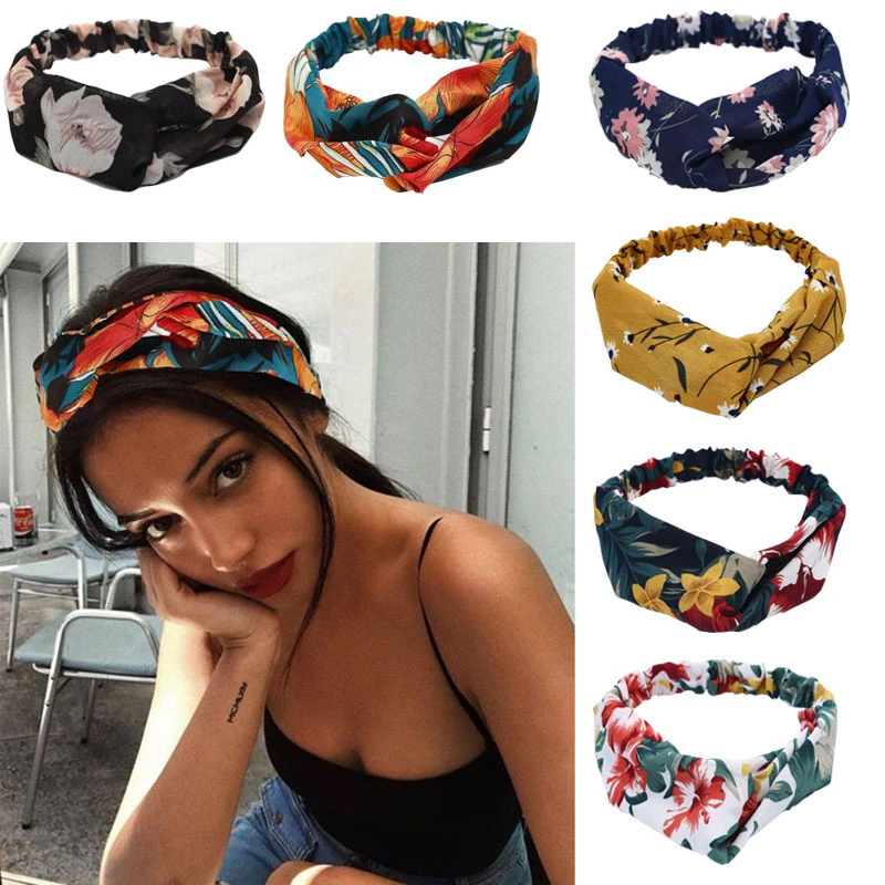 Women Girl Fashion Turban Headwrap Twisted Knotted Elastic Hairband Accessories