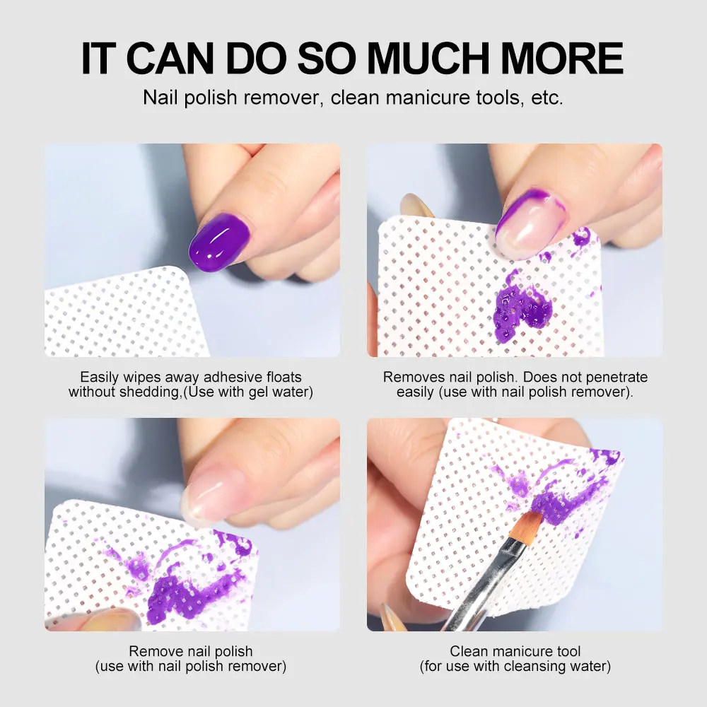 Nail Polish Remover 300 Pcs Nail Polish Removal Wipes Nail Cleansing Pads Easy Removable Gel Disposable Cotton Wipe Pads UV Gel Non-Woven Nail Pads