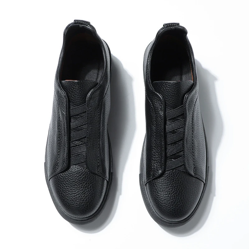 Fashionable Versatile Casual Board Head Leather Suede Light High-end Feel Business White Leather Walking Shoes Loafers Sneakers 4