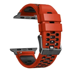 Silicone Smartwatch Band Strap - Versatile and Durable Bracelet - Series 3 2 1  42mm (Red Black 1)