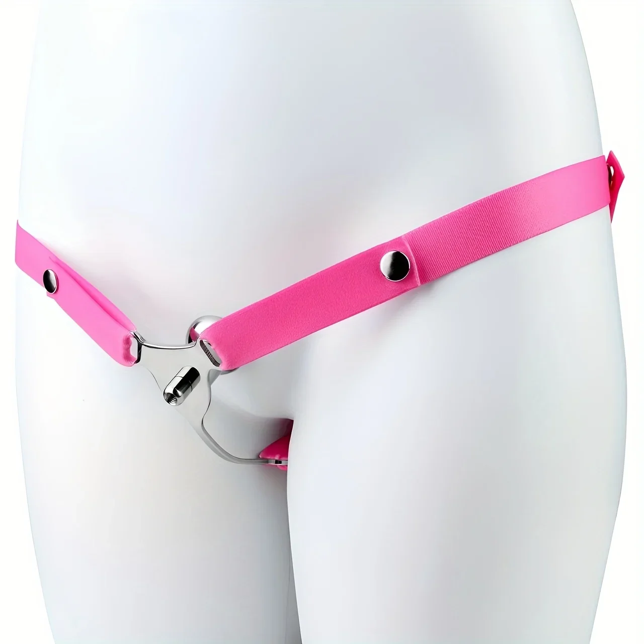 Flat Negative Chastity Cage Stainless Steel Faux Pussy Cage Sheet with 3-Way Assisted Belt Fake Abstinence Bondage Cock 18+