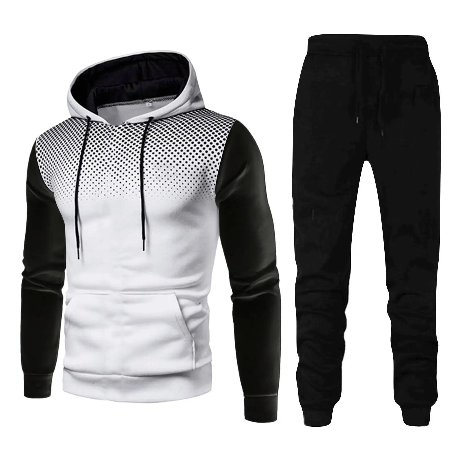 2023 New Sports Fitness Men's Autumn and Winter Colored Men's Sports Sweater Set