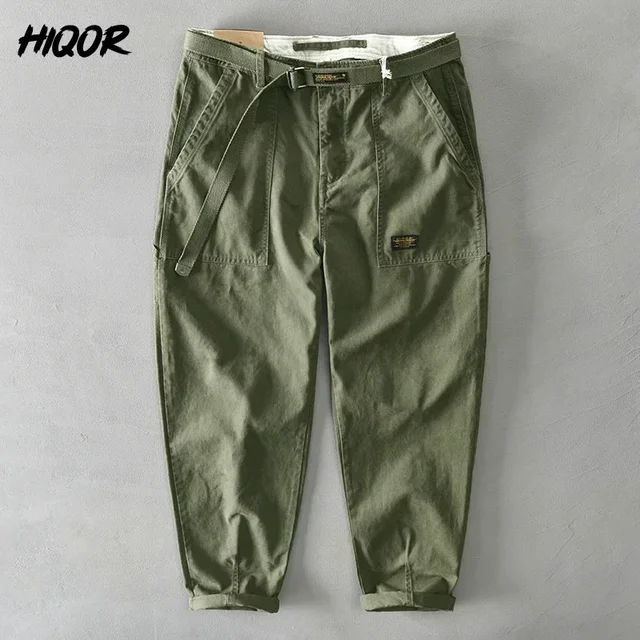 HIQOR marque hommes 100% coton pantalons décontractés 2026 pantalons amples pour hommes Baggy pantalons de travail grande taille 38 pantalons Cargo Y2k pantalon homme 1