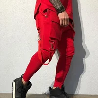 Men's New Spring And Fall Fashion Pants Hip hop Large Pocket Casual Slim-fit Sweatpants Men's Small Feet Cargo Pants 2
