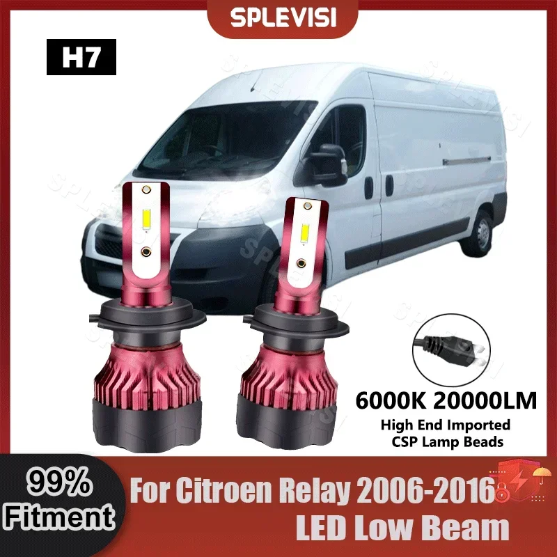 

SPLEVISI Replace LED Headlight Low Beam Bulbs CSP Chips For Citroen Relay 2006 2007 2008 2009 2010 2011 2012 2013 2014 2015 2016