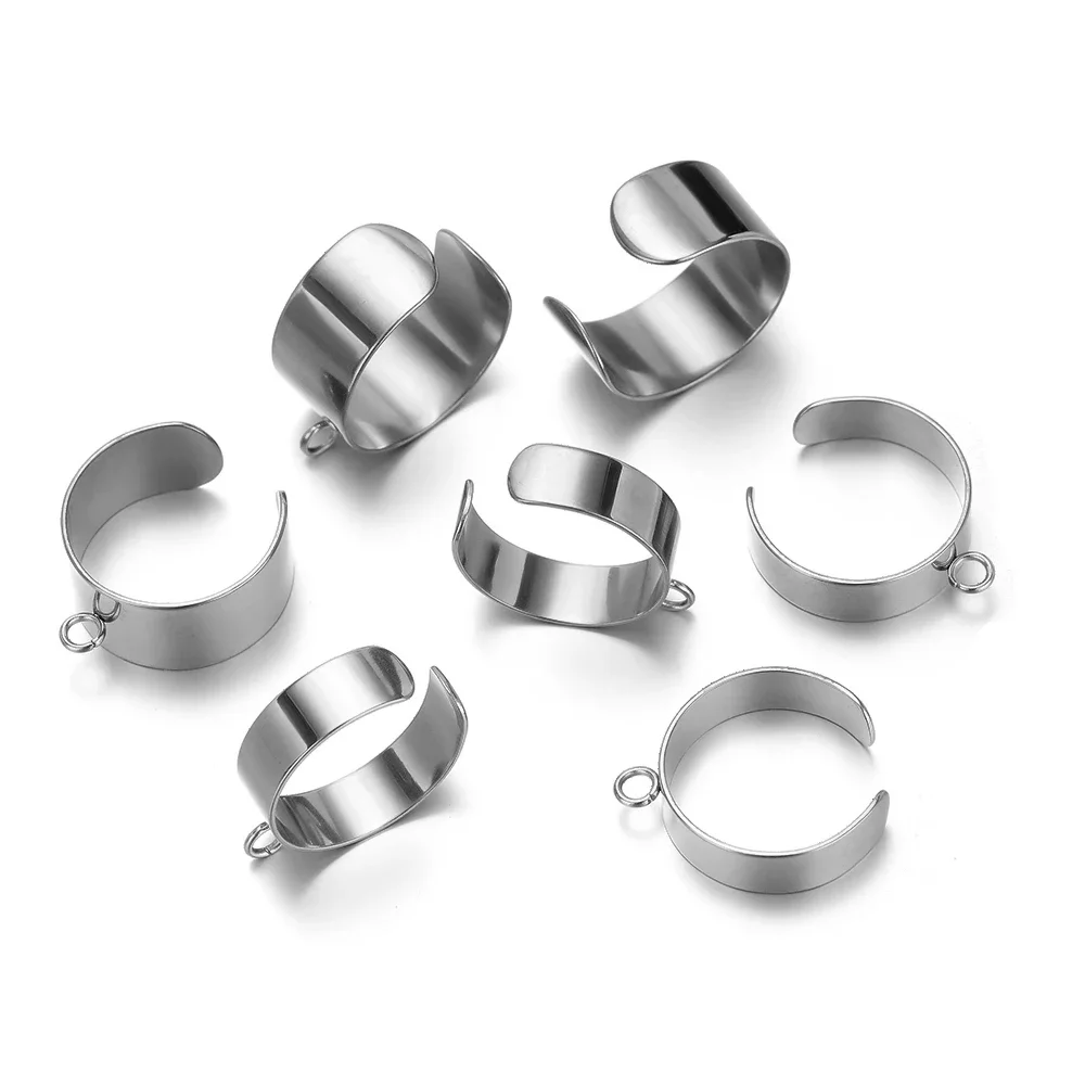 10pcs 스테인레스 스틸 골드 조정 가능한 오픈 반지 점프 링 설정으로 만들기 보석에 대 한 DIY 힙합 액세서리 용품