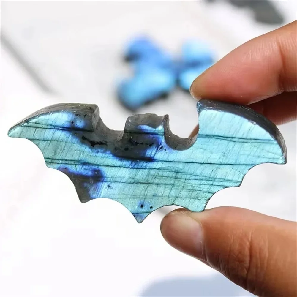 Natural Labradorite Bat Carving Quartz Crystal Hand Carved Figurine  Reiki healing  Natural Gemstone Home Decor Collection Gift 4
