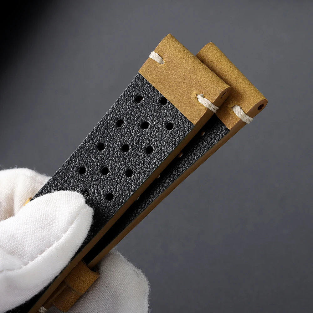 Vintage Cowhide Leather Watch Strap - Black Brown Universal Watchband