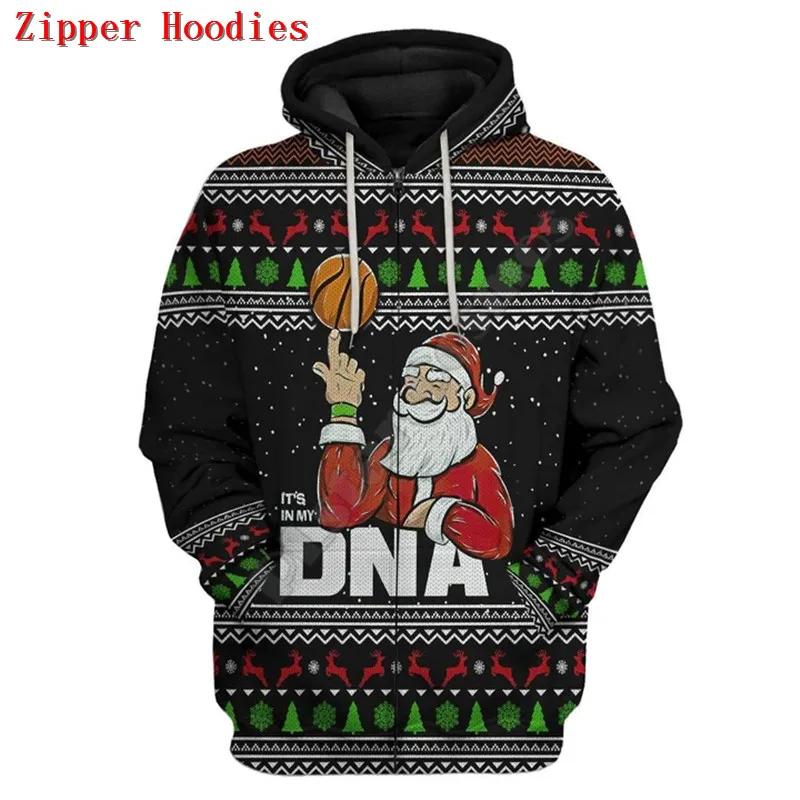 Santa Claus 25 Basketball Christmas Ugly 3D All Over Printed Hoodies Streetwear Women For Men Sweater/Sweatshirt/Zipper Hoodies