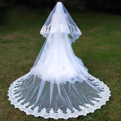 Luxury Two Layer Cathedral Long Wedding Bridal Sequins Lace Veil High Quality Customized Veil with Comb Wedding Accessories