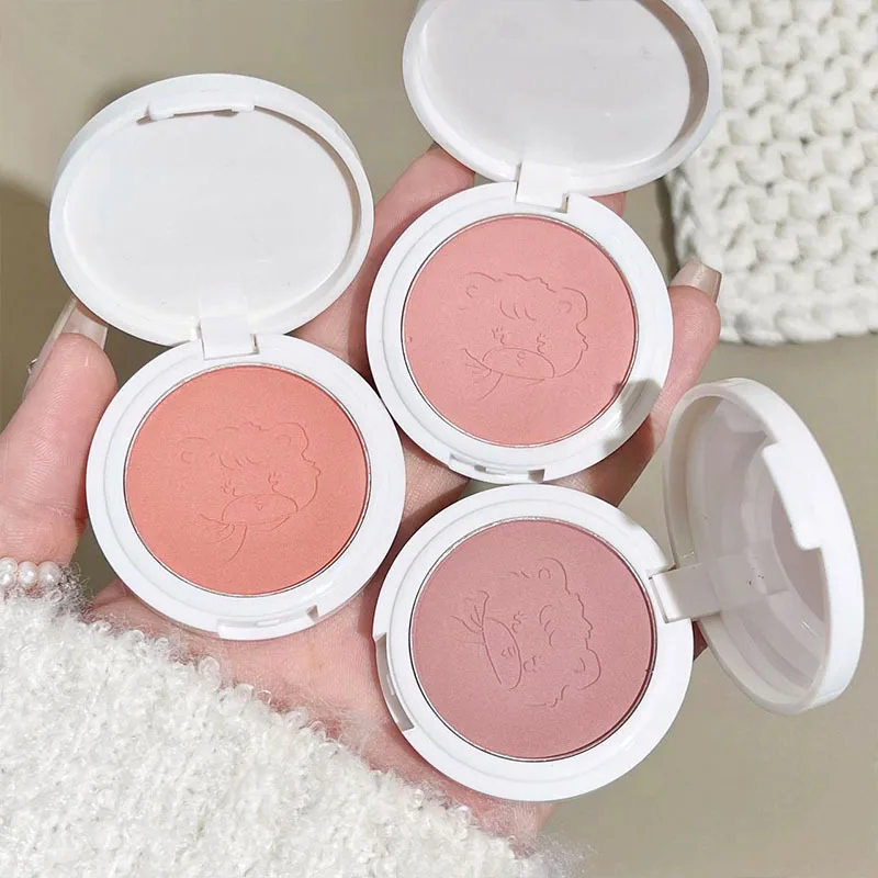 Monochrome Cute Blusher Peach Milk Pink Cream Natural Cheek Tint Brighten Waterproof Matte Face Contouring Blush Palette Makeup 4