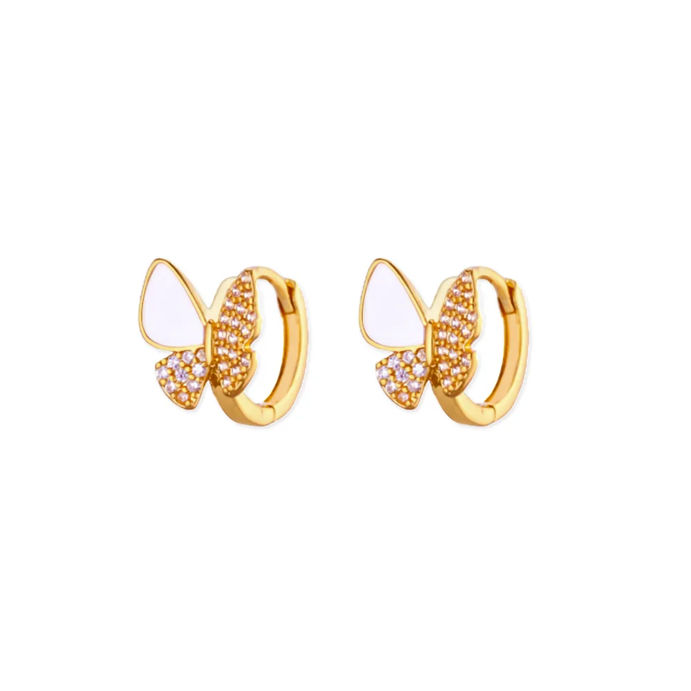Luxury Butterfly Zircon Earrings Cubic Zirconia Stainless Steel Waterproof