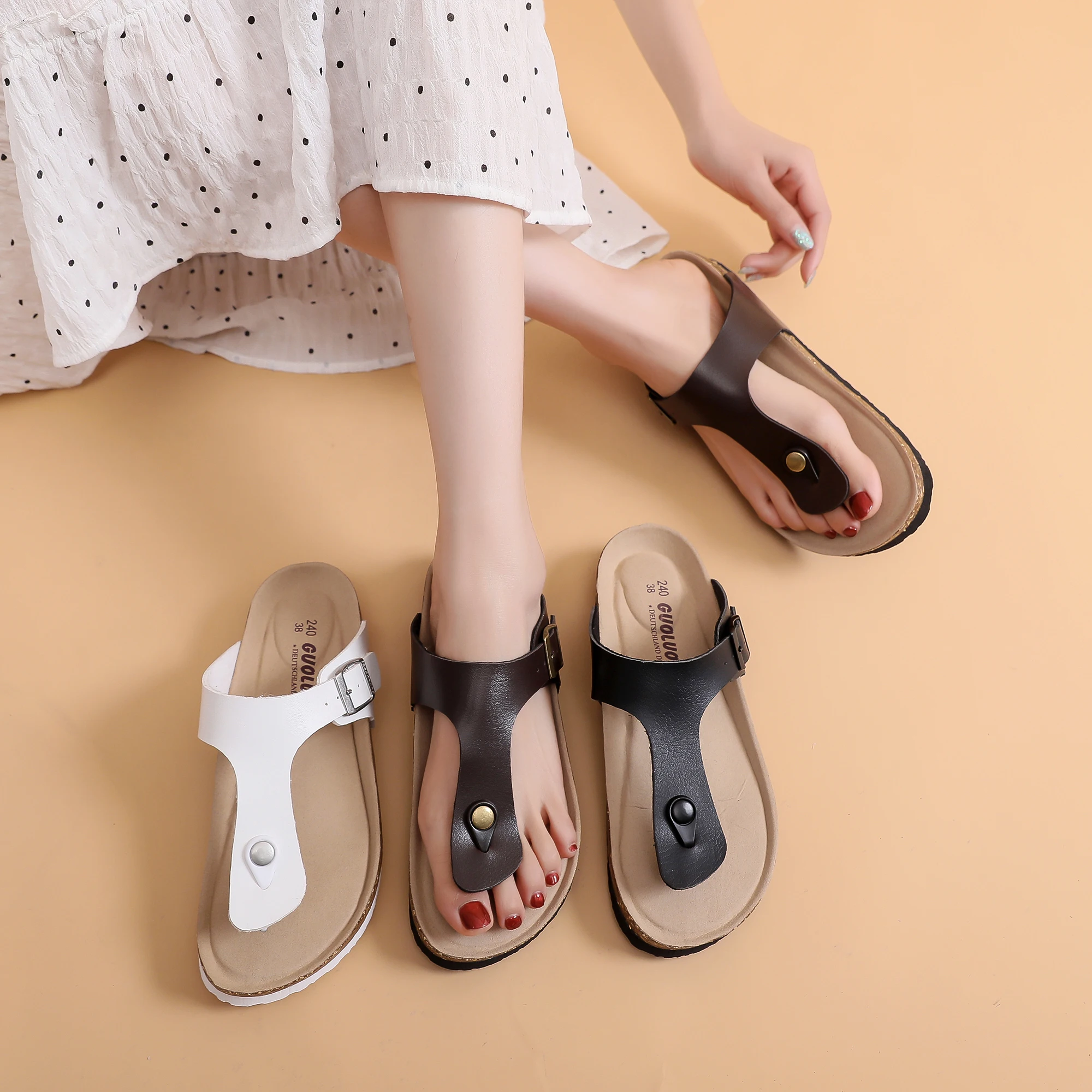 2024 Unisex Casual Cork Slippers Fashion Men Flip Flops Outdoor Beach Men Shoes Indoor House Home Shoes Summer 6