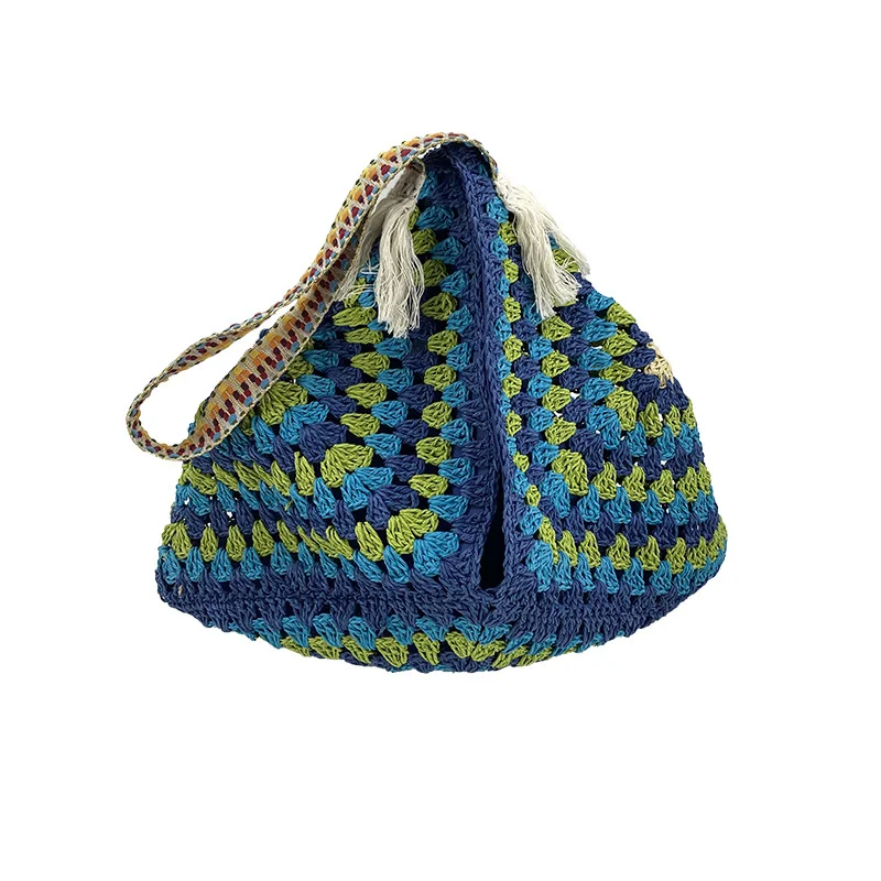 2023 New Casual Versatile Brown Fashion Woven Women's Bag Single Shoulder Bag Crochet Straw Woven Bag