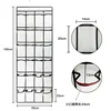 24 Pockets Over the Door Shoe Organizer Large Mesh Pockets With 4 Hooks Transparent Fabric Shoe Rack Storage Bag For Bedroom 6