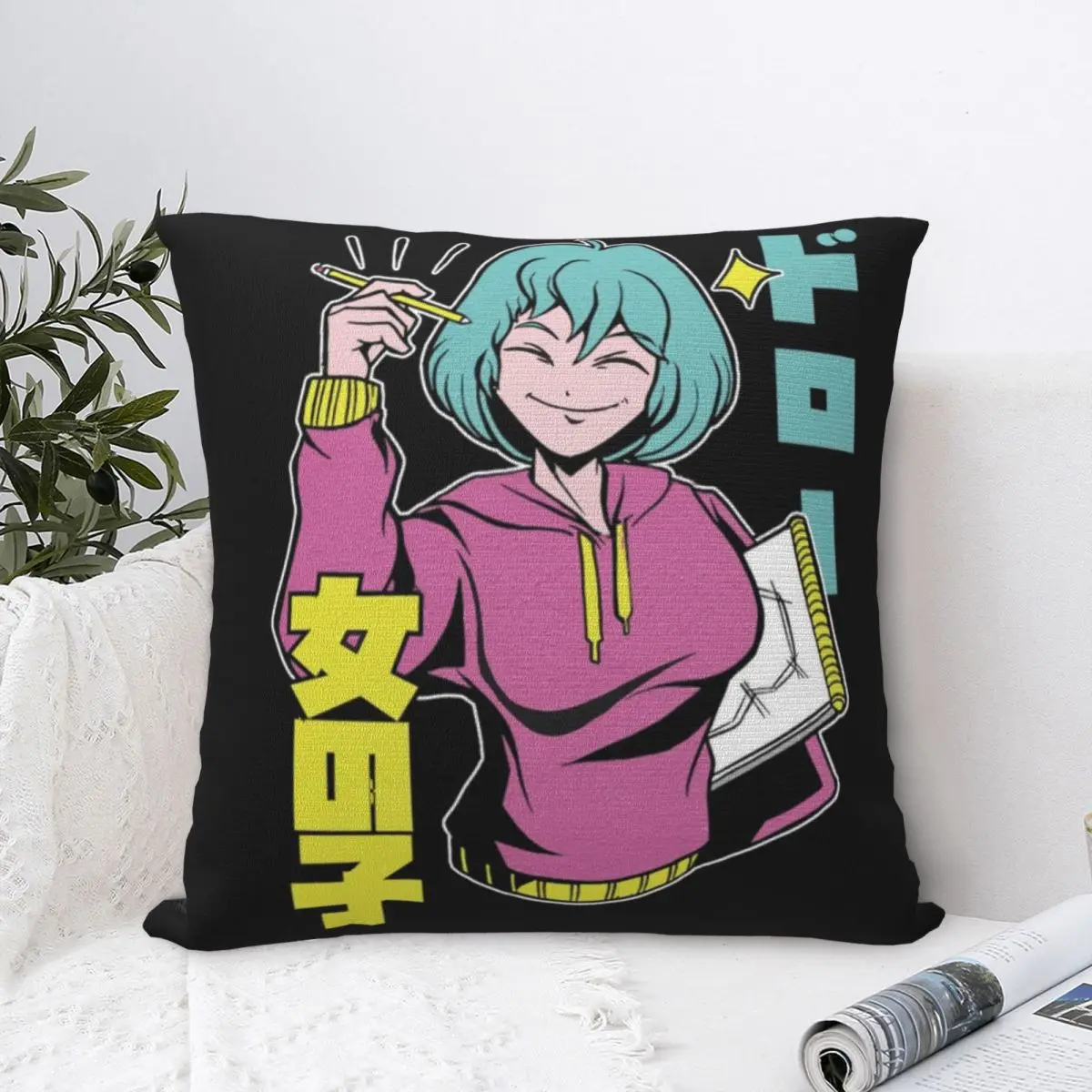 

Anime Artist Cute Girl Pillowcase Pillow Case Cushion Cover Home Sofa Car Decorative Throw Pillow Pillowcases Plush Cotton 45*45