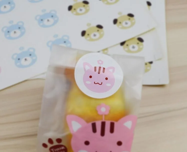 

90pcs Lovely Animal Design Creative Handmade Cake Packaging Sealing Label Kraft Sticker Baking DIY Gift Box Stickers