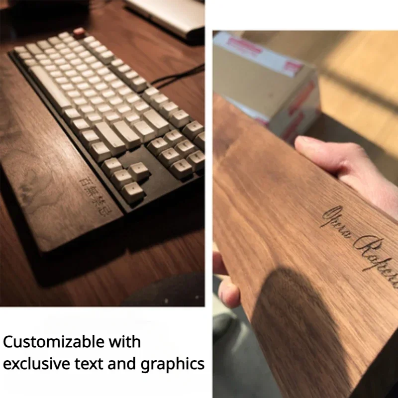Echome-ergonômico Preto Noz Teclado Mão Resto Logotipo do Texto Personalizável Descanso de Pulso de Madeira 60 75 80 Teclados Mecânicos